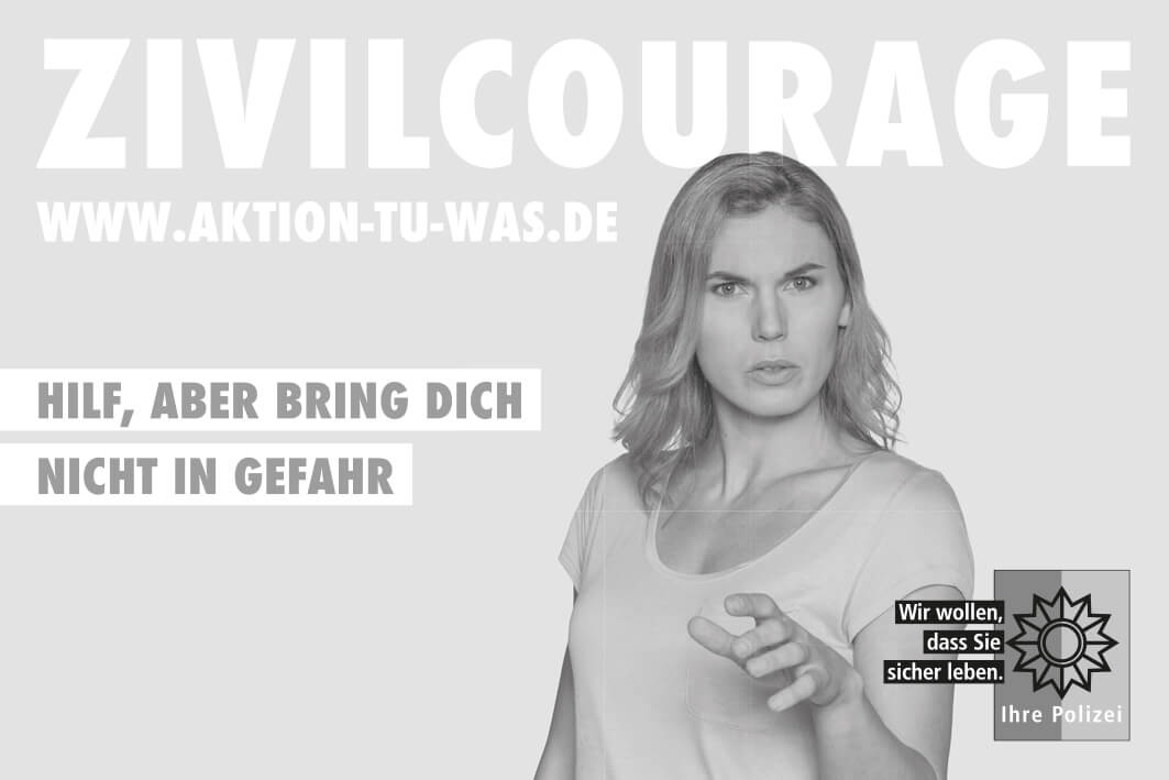 Fülleranzeige: Zivilcourage - Hilf, aber bring Dich nicht in Gefahr, sw 90x60mm