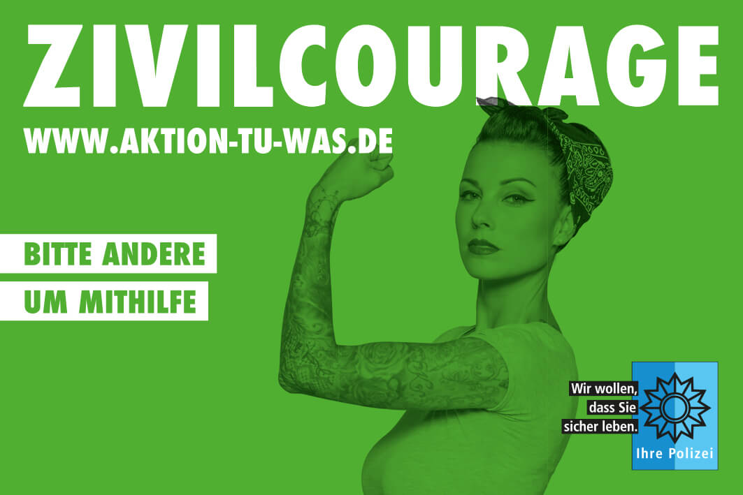 Fülleranzeige: Zivilcourage - Bitte andere um Mithilfe, frb. 90x60mm