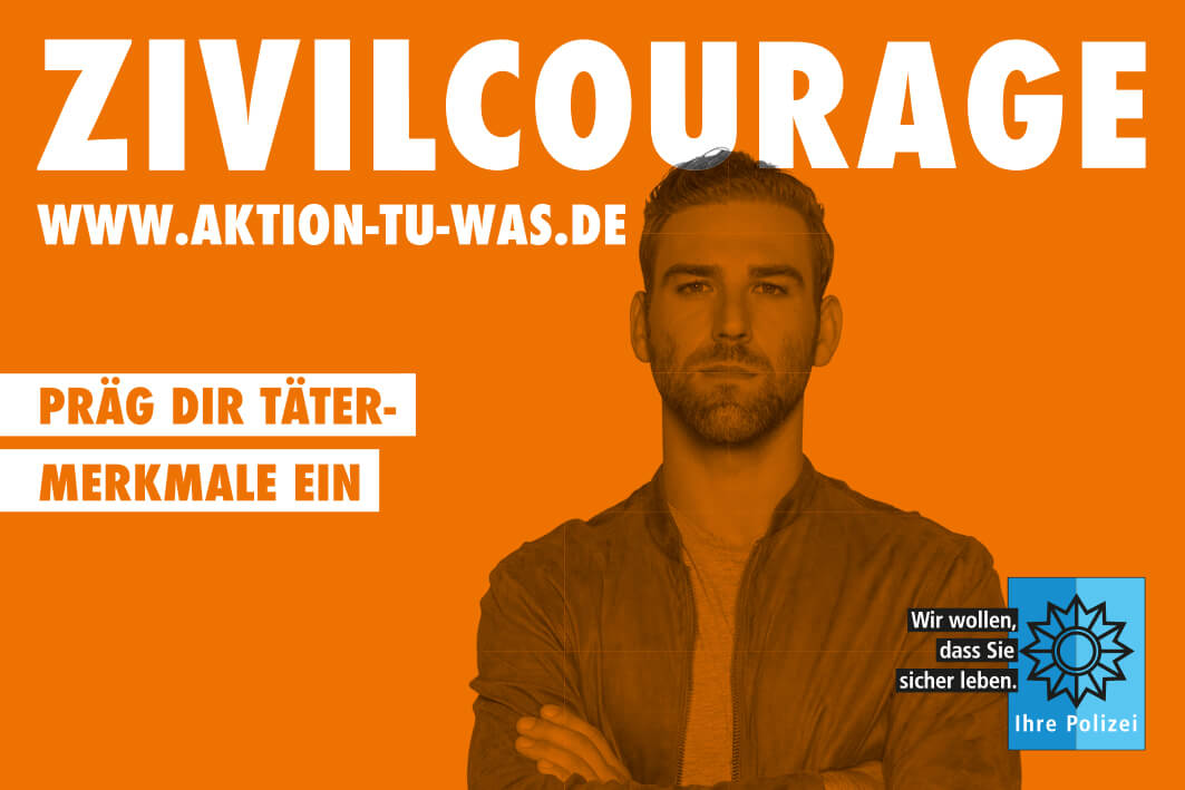 Fülleranzeige: Zivilcourage - Präg Dir Tätermerkmale ein, frb. 90x60mm