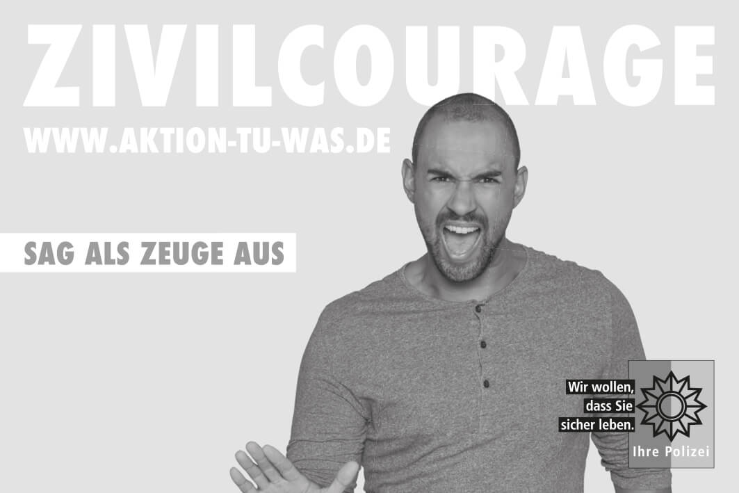 Fülleranzeige: Zivilcourage - Sag als Zeuge aus, sw 90x60mm