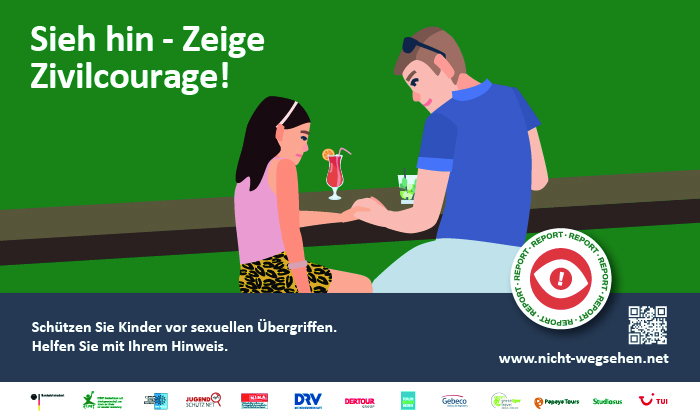 Motive zur ECPAT-Kampagne "Nicht wegsehen!".