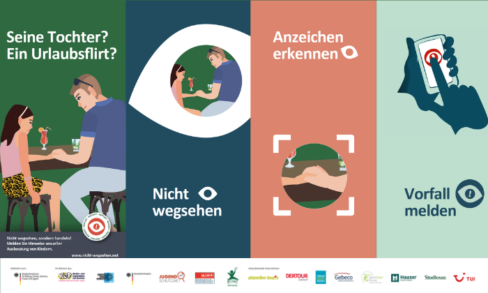 Motive zur ECPAT-Kampagne "Nicht wegsehen!".
