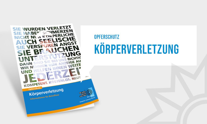 Handzettel mit Handlungsempfehlungen für Betroffene von Körperverletzung.