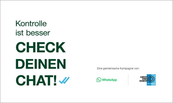 Slogan der Kampagne von Polizei und WhatsApp